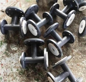 Factory direct sale high quality flange connection PTFE lined pipe fittings extended equal tee DN25