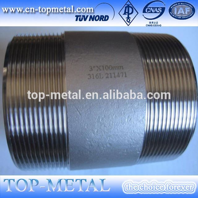 stainless steel sch40 one end npt full thread nipple